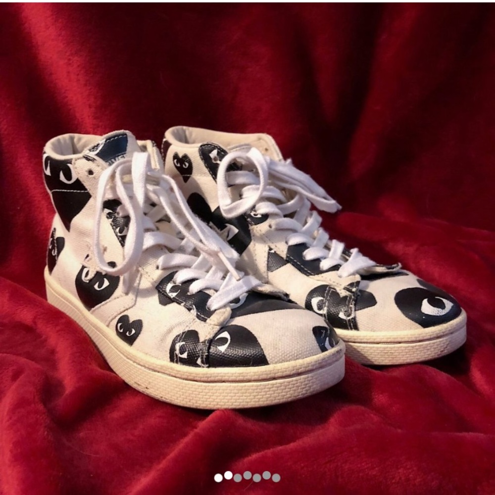 Comme des Garçons Play High-Top Sneakers in White and Black